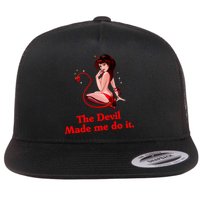 Devil Made Me Do It Funny Flat Bill Trucker Hat