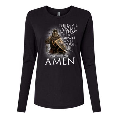 Devil Though He Won Until I Said Amen Womens Cotton Relaxed Long Sleeve T-Shirt