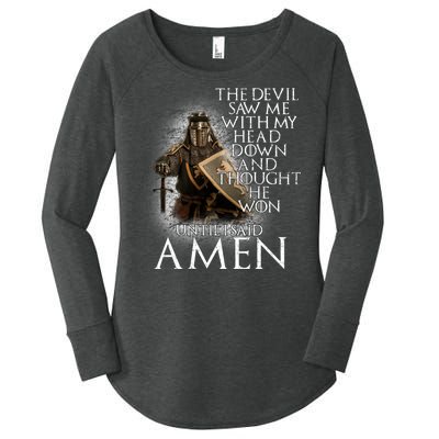 Devil Though He Won Until I Said Amen Women's Perfect Tri Tunic Long Sleeve Shirt