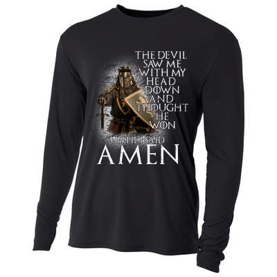 Devil Though He Won Until I Said Amen Cooling Performance Long Sleeve Crew