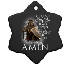 Devil Though He Won Until I Said Amen Ceramic Star Ornament