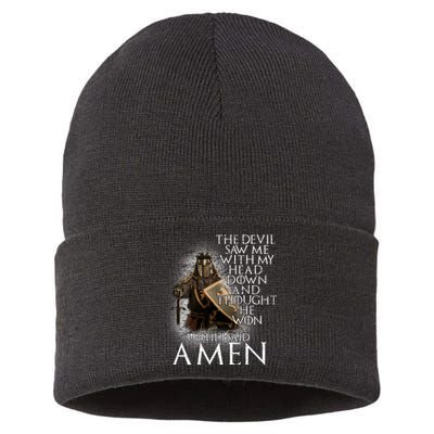 Devil Though He Won Until I Said Amen Sustainable Knit Beanie