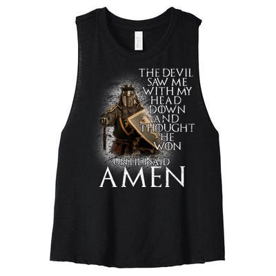 Devil Though He Won Until I Said Amen Women's Racerback Cropped Tank