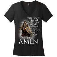Devil Though He Won Until I Said Amen Women's V-Neck T-Shirt