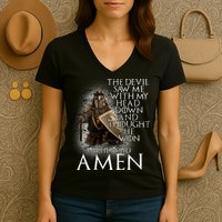 Devil Though He Won Until I Said Amen Women's V-Neck T-Shirt