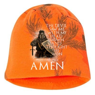 Devil Though He Won Until I Said Amen Kati - Camo Knit Beanie