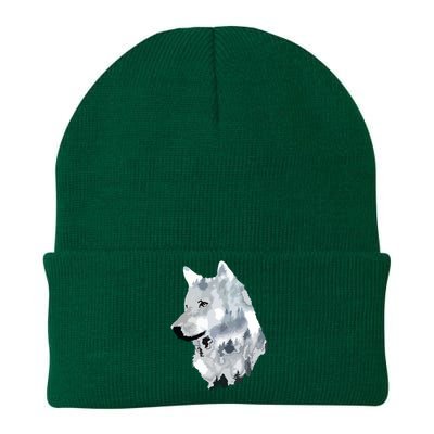 Double Exposure Wolf Wolves Lover Gift Artsy Animal Wildlife Knit Cap Winter Beanie