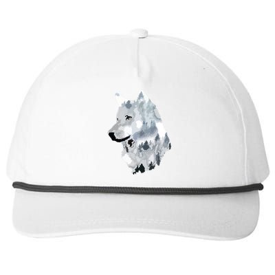 Double Exposure Wolf Wolves Lover Gift Artsy Animal Wildlife Snapback Five-Panel Rope Hat