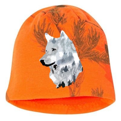 Double Exposure Wolf Wolves Lover Gift Artsy Animal Wildlife Kati - Camo Knit Beanie