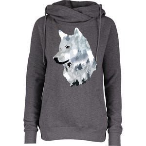 Double Exposure Wolf Wolves Lover Gift Artsy Animal Wildlife Womens Funnel Neck Pullover Hood