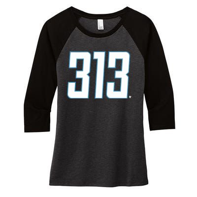 Detroit Football 313 Women's Tri-Blend 3/4-Sleeve Raglan Shirt