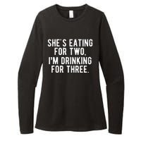 Drinking For 3 Funny New Dad Father Pregnancy Announcement Womens CVC Long Sleeve Shirt