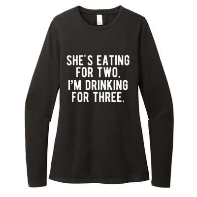 Drinking For 3 Funny New Dad Father Pregnancy Announcement Womens CVC Long Sleeve Shirt