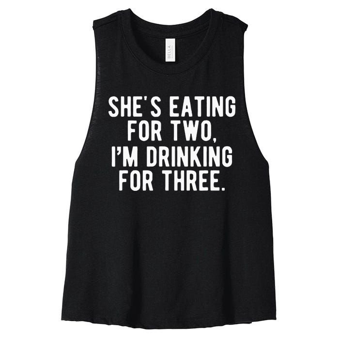 Drinking For 3 Funny New Dad Father Pregnancy Announcement Women's Racerback Cropped Tank