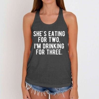 Drinking For 3 Funny New Dad Father Pregnancy Announcement Women's Knotted Racerback Tank