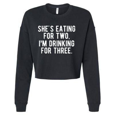 Drinking For 3 Funny New Dad Father Pregnancy Announcement Cropped Pullover Crew