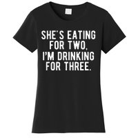 Drinking For 3 Funny New Dad Father Pregnancy Announcement Women's T-Shirt