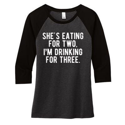 Drinking For 3 Funny New Dad Father Pregnancy Announcement Women's Tri-Blend 3/4-Sleeve Raglan Shirt