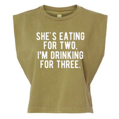 Drinking For 3 Funny New Dad Father Pregnancy Announcement Garment-Dyed Women's Muscle Tee