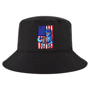 Dinosaurs Funny 4th Of July American Flag T Rex Gift Cool Comfort Performance Bucket Hat