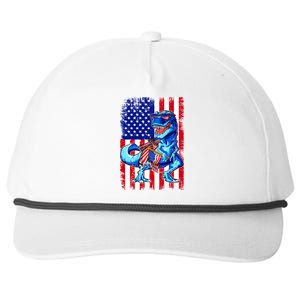 Dinosaurs Funny 4th Of July American Flag T Rex Gift Snapback Five-Panel Rope Hat