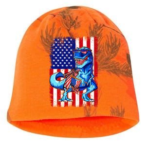 Dinosaurs Funny 4th Of July American Flag T Rex Gift Kati - Camo Knit Beanie