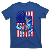 Dinosaurs Funny 4th Of July American Flag T Rex Gift T-Shirt