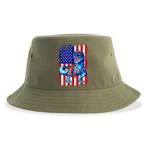 Dinosaurs Funny 4th Of July American Flag T Rex Gift Sustainable Bucket Hat