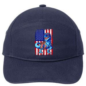 Dinosaurs Funny 4th Of July American Flag T Rex Gift 7-Panel Snapback Hat