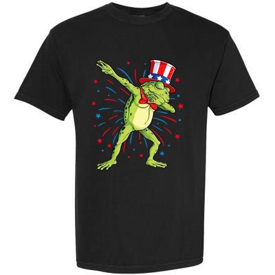 Dabbing Frog 4th Of July Usa American Flag Garment-Dyed Heavyweight T-Shirt