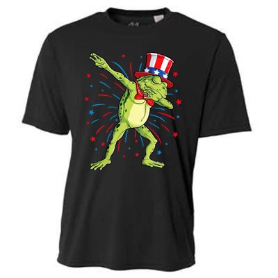 Dabbing Frog 4th Of July Usa American Flag Cooling Performance Crew T-Shirt