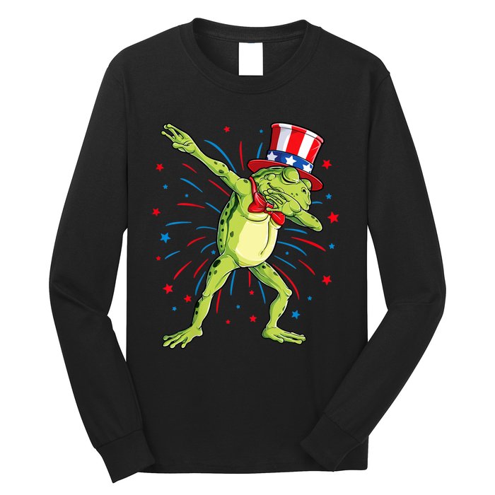 Dabbing Frog 4th Of July Usa American Flag Long Sleeve Shirt