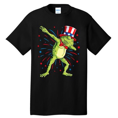 Dabbing Frog 4th Of July Usa American Flag Tall T-Shirt