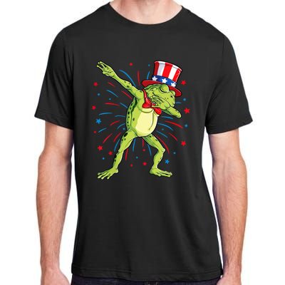 Dabbing Frog 4th Of July Usa American Flag Adult ChromaSoft Performance T-Shirt