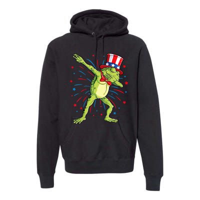 Dabbing Frog 4th Of July Usa American Flag Premium Hoodie