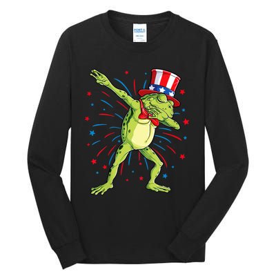 Dabbing Frog 4th Of July Usa American Flag Tall Long Sleeve T-Shirt