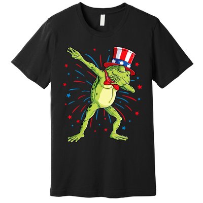 Dabbing Frog 4th Of July Usa American Flag Premium T-Shirt