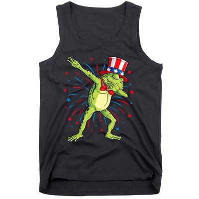 Dabbing Frog 4th Of July Usa American Flag Tank Top