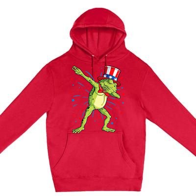 Dabbing Frog 4th Of July Usa American Flag Premium Pullover Hoodie