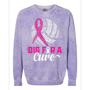 Dig For A Cure Breast Cancer Awareness Volleyball Pink Colorblast Crewneck Sweatshirt