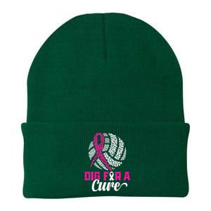 Dig For A Cure Breast Cancer Awareness Volleyball Pink Knit Cap Winter Beanie