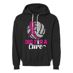 Dig For A Cure Breast Cancer Awareness Volleyball Pink Garment-Dyed Fleece Hoodie