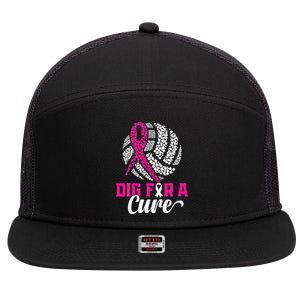 Dig For A Cure Breast Cancer Awareness Volleyball Pink 7 Panel Mesh Trucker Snapback Hat