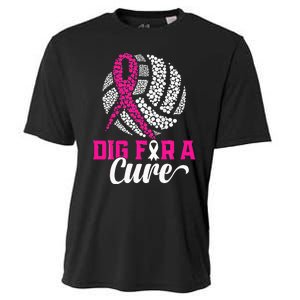 Dig For A Cure Breast Cancer Awareness Volleyball Pink Cooling Performance Crew T-Shirt