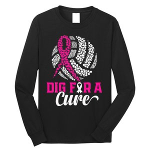 Dig For A Cure Breast Cancer Awareness Volleyball Pink Long Sleeve Shirt