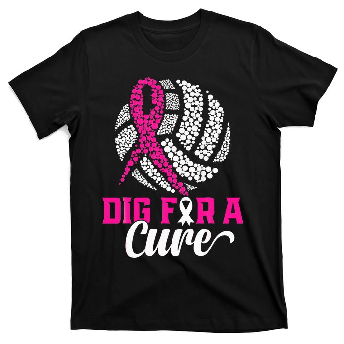 Dig For A Cure Breast Cancer Awareness Volleyball Pink T-Shirt