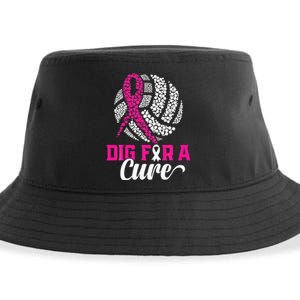 Dig For A Cure Breast Cancer Awareness Volleyball Pink Sustainable Bucket Hat