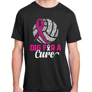 Dig For A Cure Breast Cancer Awareness Volleyball Pink Adult ChromaSoft Performance T-Shirt