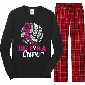 Dig For A Cure Breast Cancer Awareness Volleyball Pink Long Sleeve Pajama Set