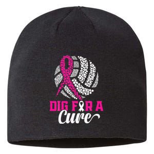 Dig For A Cure Breast Cancer Awareness Volleyball Pink Sustainable Beanie